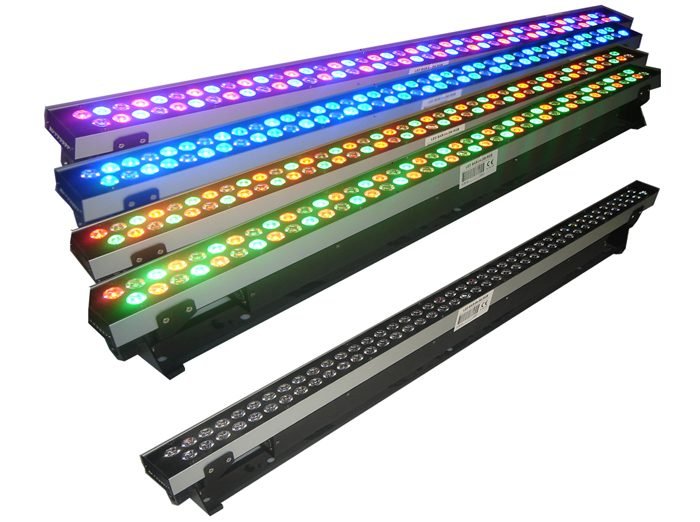 RGB LED light bars showing mixed colour output
