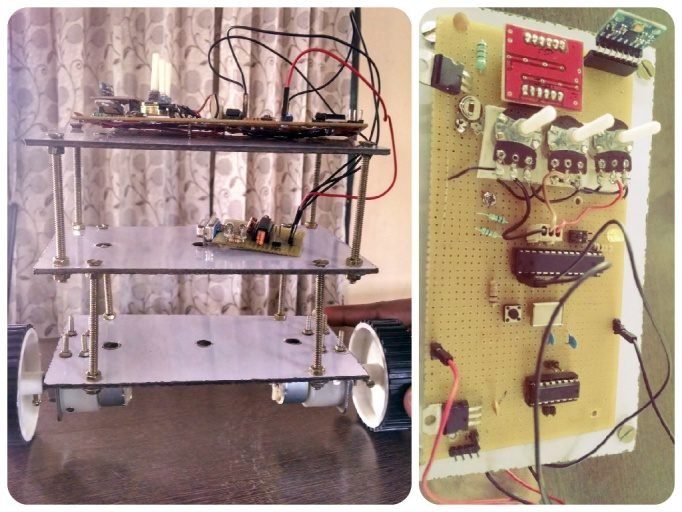 Home-built two-wheeled self-balancing robot with its control board